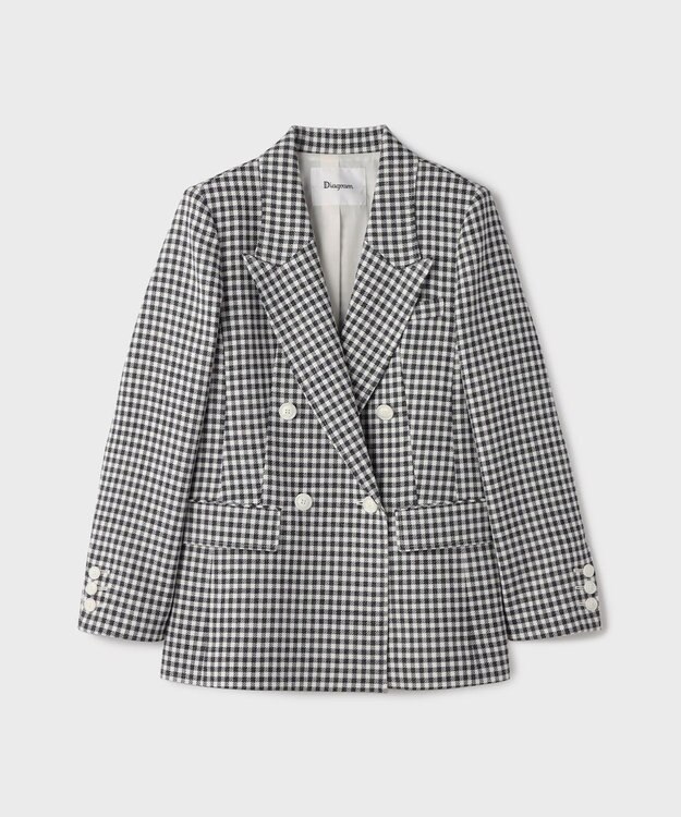 GRACE CONTINENTAL ギンガムダブルジャケット バイカラー