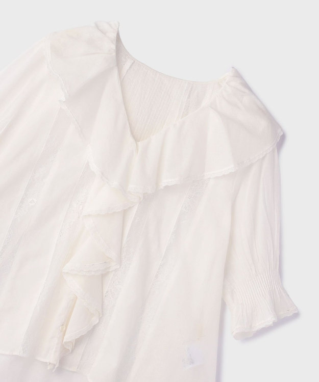 GRACE CONTINENTAL コットンフリルカラーブラウス ホワイト