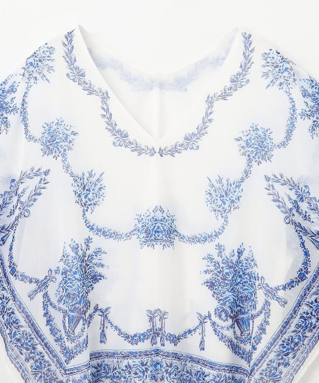 GRACE CONTINENTAL スカーフプリントポンチョトップ キナリ