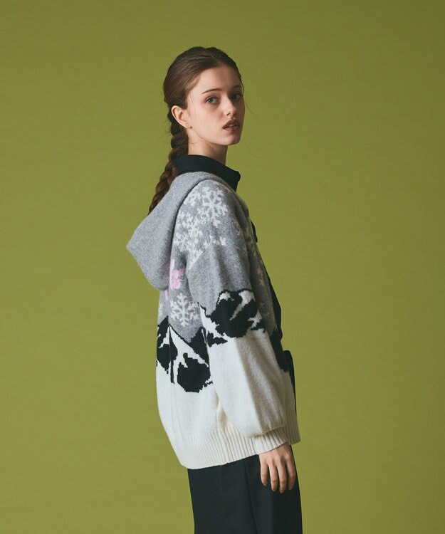 GRACE CONTINENTAL スノージャガードニットフーディ グレー