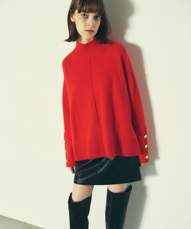 GRACE CONTINENTAL メリノウールニットトップ レッド