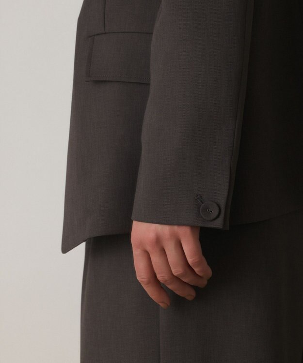 GRACE CONTINENTAL バックシャンノーカラージャケット チャコール