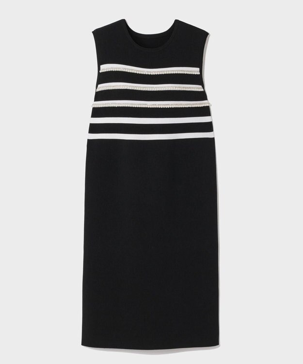 GRACE CONTINENTAL ボーダーパールワンピース ブラック