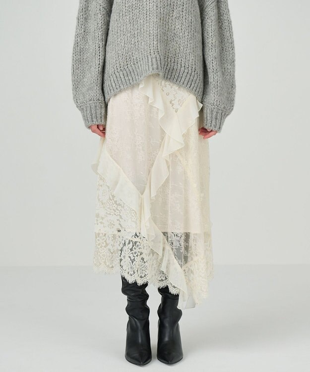 GRACE CONTINENTAL シフォントリミングレーススカート キナリ