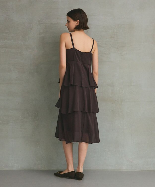 GRACE CONTINENTAL シフォンケープドレス ブラウン
