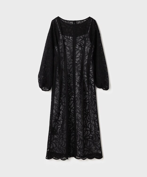 GRACE CONTINENTAL ペイズリーフラワー刺繍ワンピース ブラック