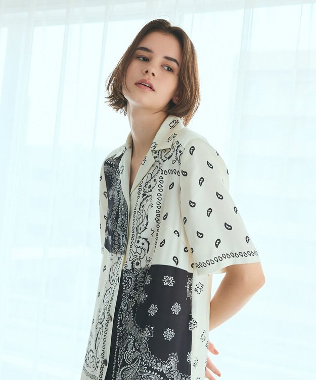 GRACE CONTINENTAL バンダナプリントシャツドレス キナリ