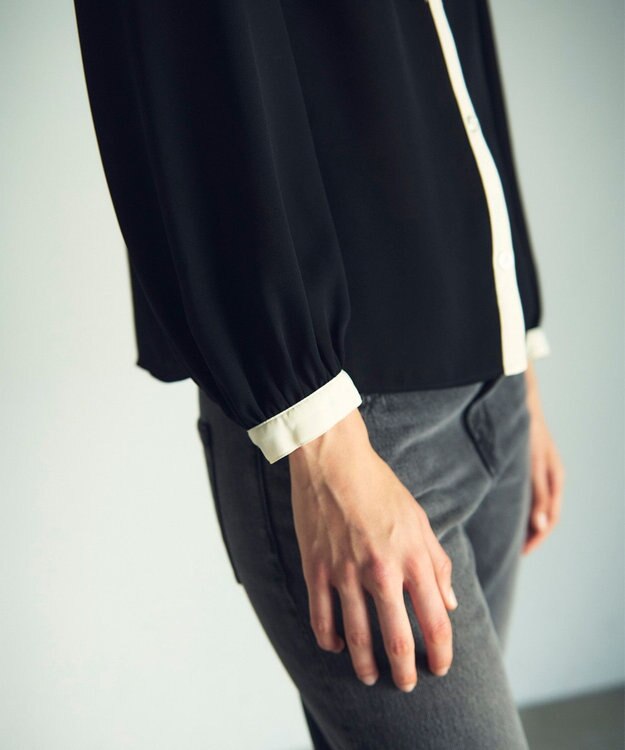 GRACE CONTINENTAL バイカラーレースブラウス ブラック