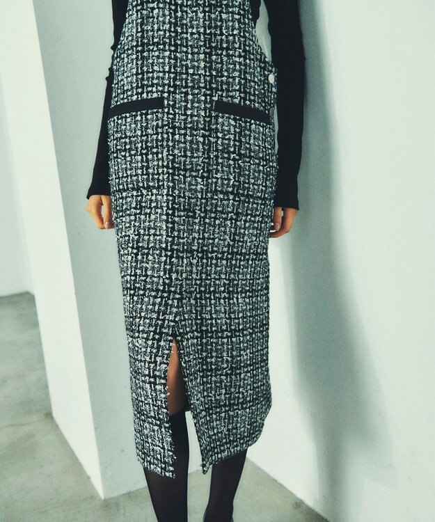 GRACE CONTINENTAL ミディツイードジャンパースカート バイカラー