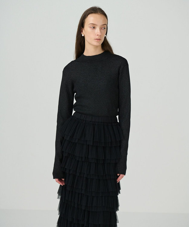 GRACE CONTINENTAL ラメハイゲージニットトップ ブラック