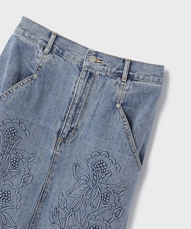 GRACE CONTINENTAL エンボスデニムスカート ブルー