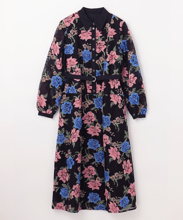 新品　グレースコンチネンタル　フラワー刺繍フレアワンピース フラワー刺繍フレアワンピース / GRACE CONTINENTAL | GRACE