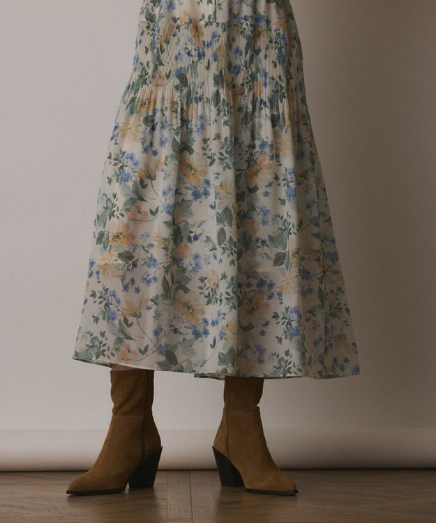 GRACE CONTINENTAL フラワープリントカフタンドレス キナリ