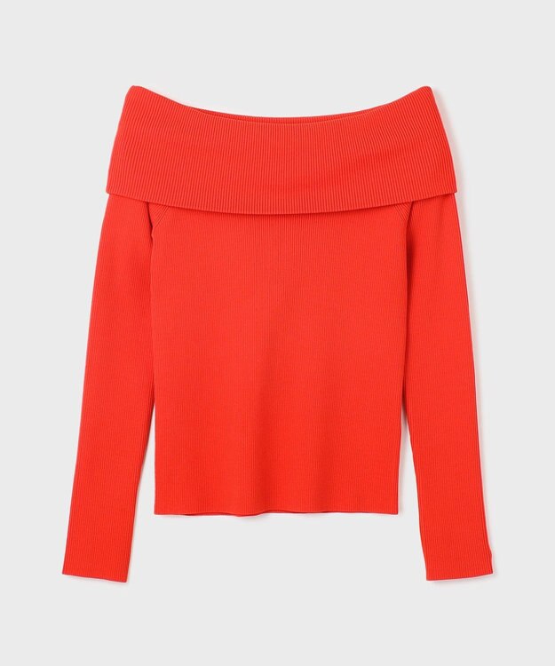 GRACE CONTINENTAL オフショルリブニットトップ レッド