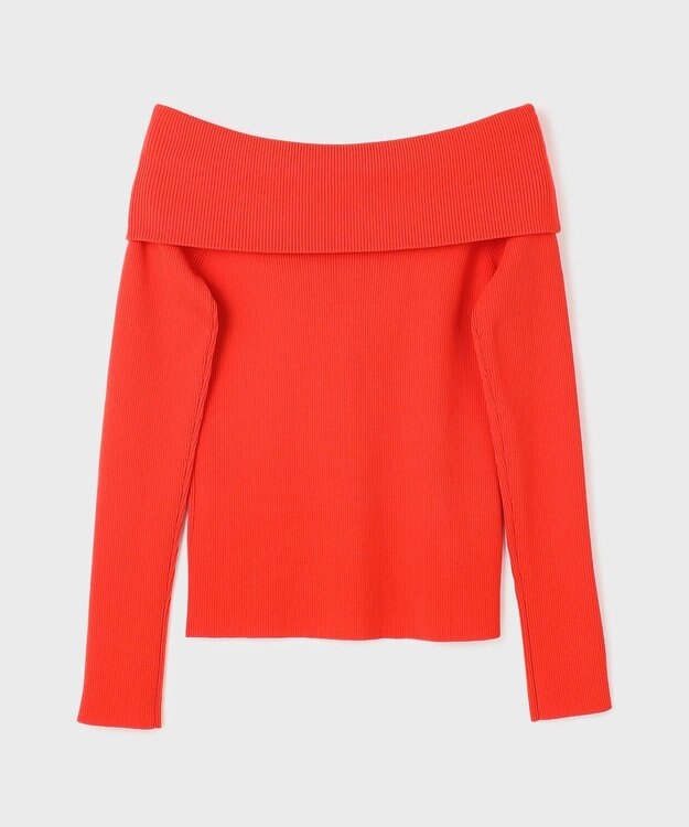 GRACE CONTINENTAL オフショルリブニットトップ レッド