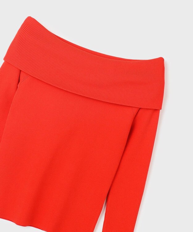 GRACE CONTINENTAL オフショルリブニットトップ レッド