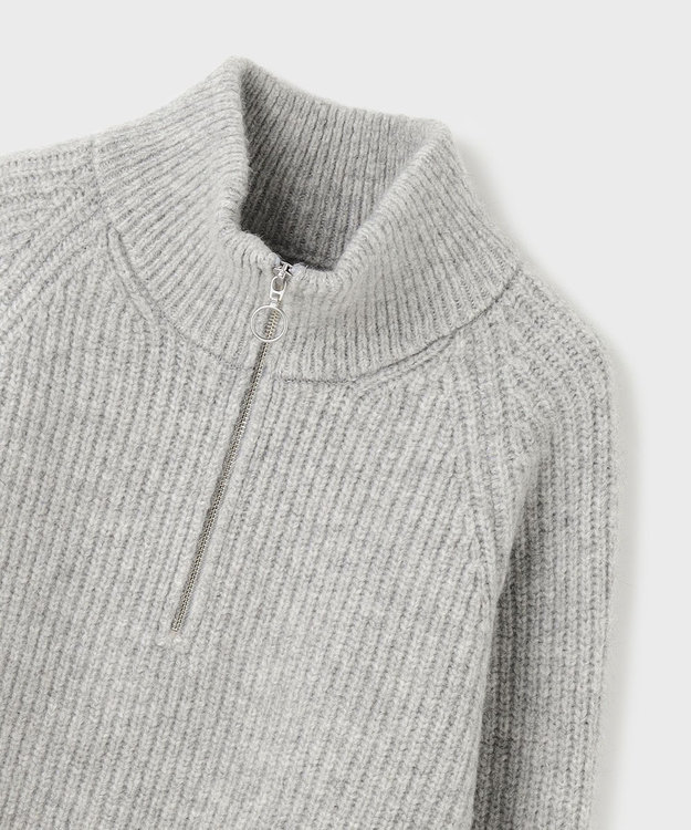 GRACE CONTINENTAL 畦zipニットトップ グレー