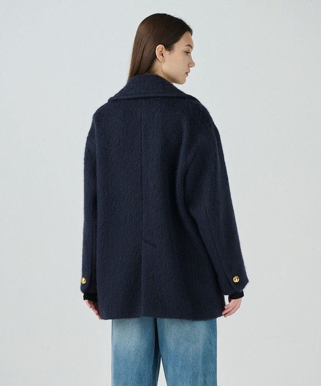 GRACE CONTINENTAL モヘヤシャギーPコート ネイビー