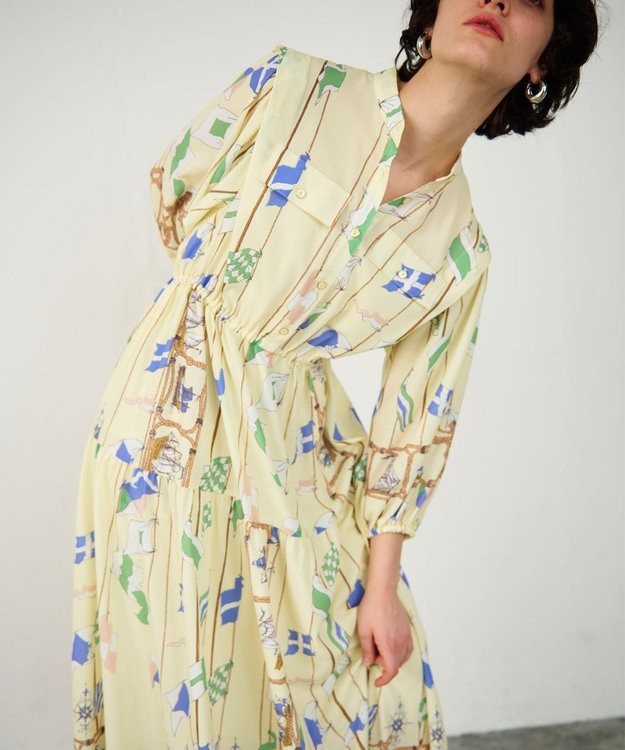 GRACE CONTINENTAL セーラープリントワンピース イエロー