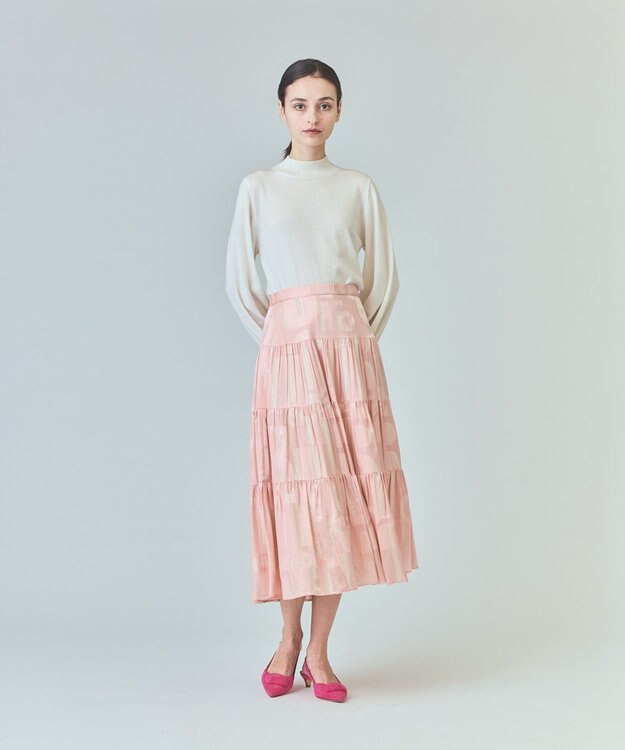 GRACE CONTINENTAL ラメジャガードサテンスカート ピンク