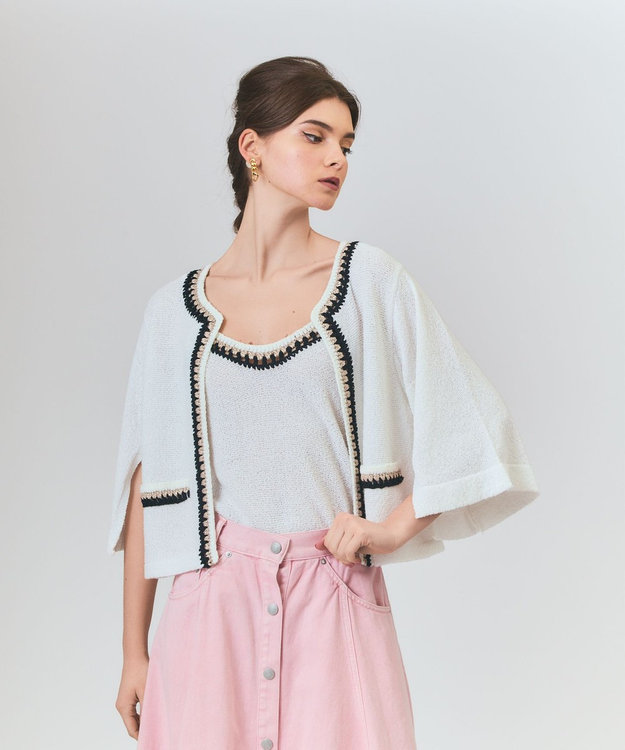 GRACE CONTINENTAL ツイーディーニットカーディガン ホワイト