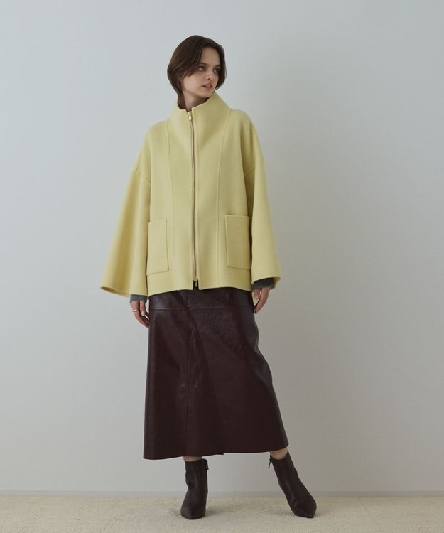 GRACE CONTINENTAL ストール付リバージップブルゾン イエロー