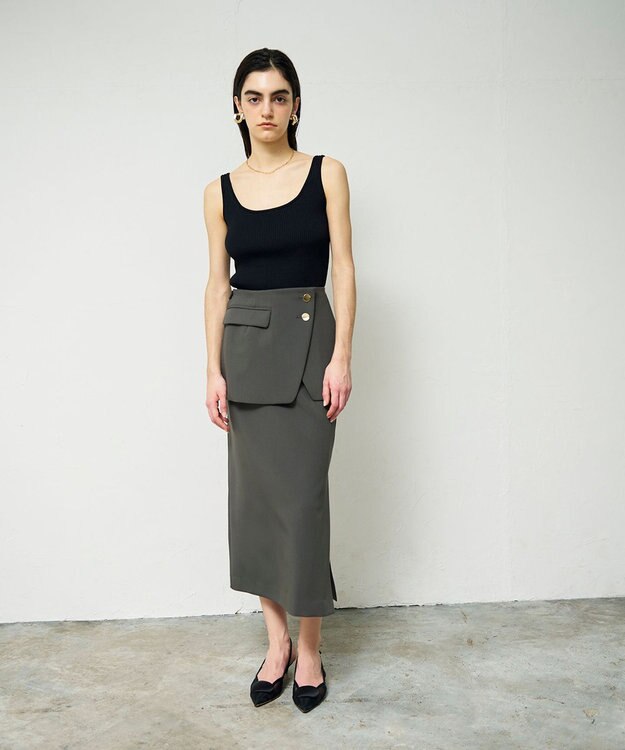 GRACE CONTINENTAL レイヤードペンシルスカート グレー