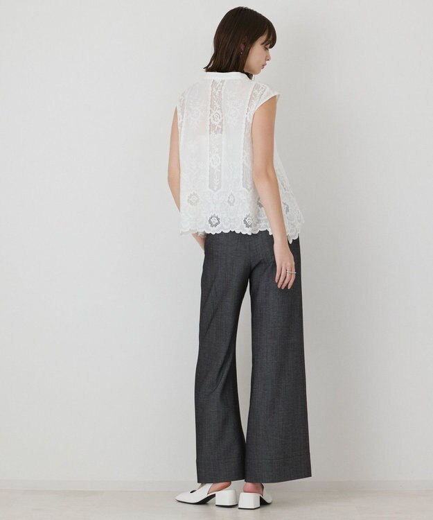 GRACE CONTINENTAL 刺繍スキッパートップ ホワイト
