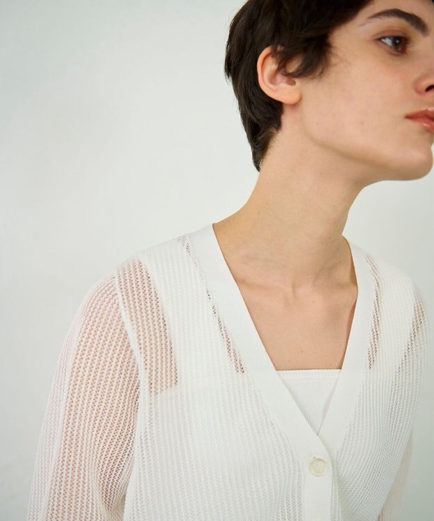 GRACE CONTINENTAL メッシュニットカーディガン ホワイト