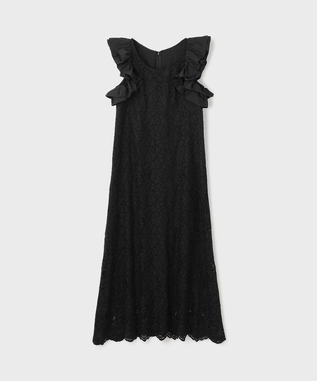 【GRACE CONTINENTAL 】シルクジョーゼットフレアーワンピース 黒 シアーニットオケワンピース / GRACE CONTINENTAL | GRACE