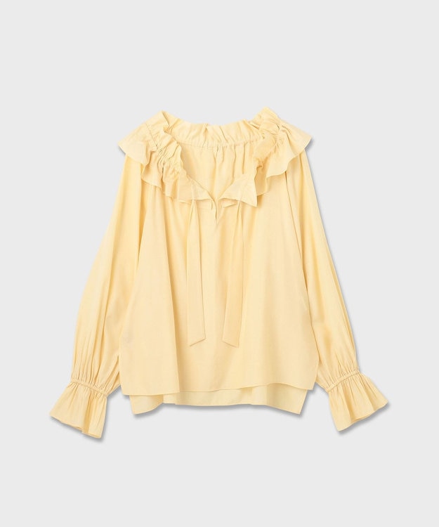 GRACE CONTINENTAL フリルカラーシアーカフタンブラウス イエロー