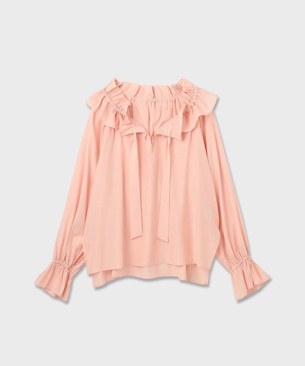 GRACE CONTINENTAL フリルカラーシアーカフタンブラウス ピンク