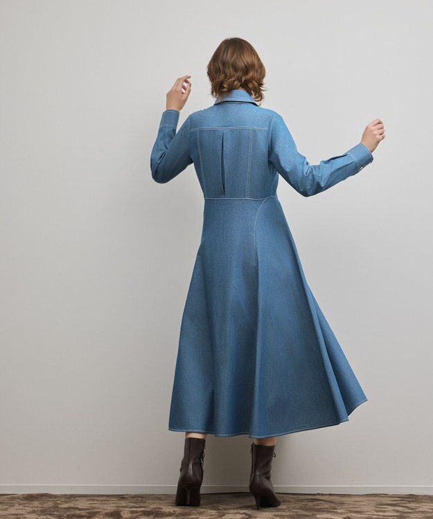 GRACE CONTINENTAL シャツフレアワンピース ブルー