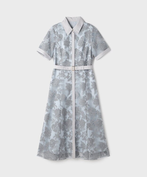 GRACE CONTINENTAL フラワーコード刺繍ワンピース グレー