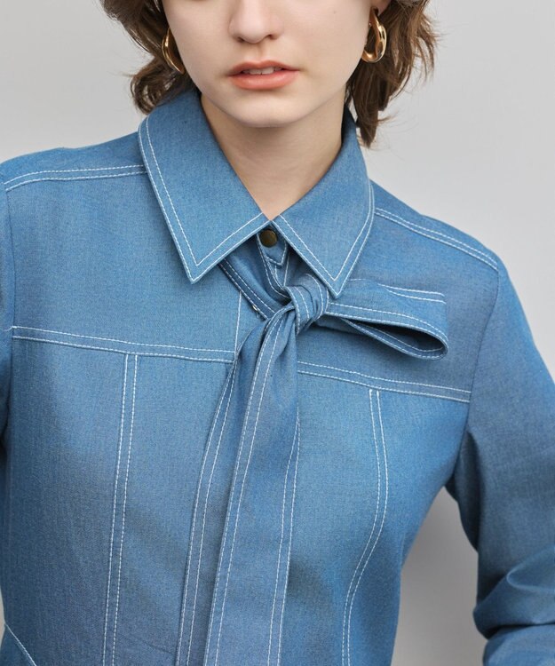 GRACE CONTINENTAL シャツフレアワンピース ブルー