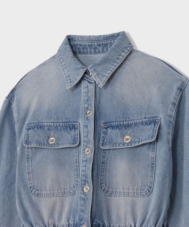 GRACE CONTINENTAL デニムドロストスリットワンピース サックス