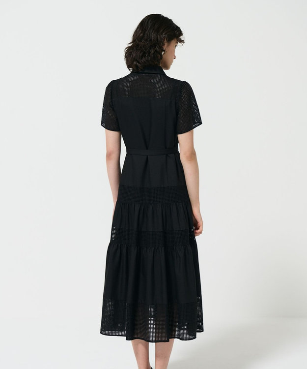 GRACE CONTINENTAL メッシュコンビシャツワンピース ブラック