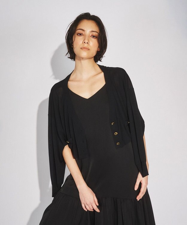 GRACE CONTINENTAL ショートルーズニットカーディガン ブラック