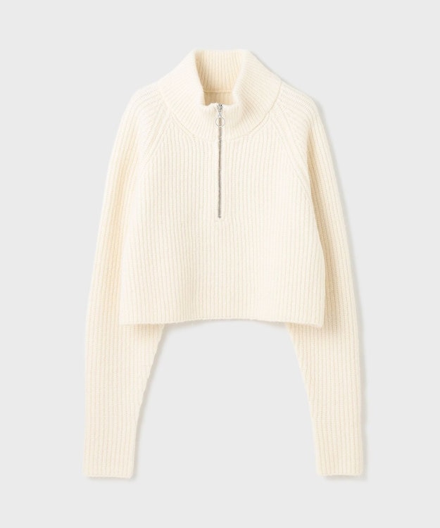 GRACE CONTINENTAL 畦zipニットトップ ホワイト
