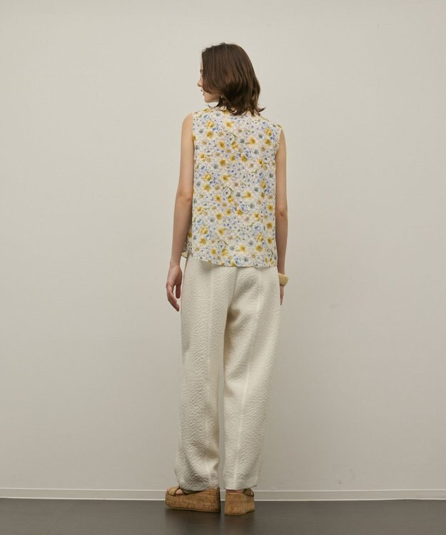 GRACE CONTINENTAL シアーフラワープリントジャガードブラウス イエロー