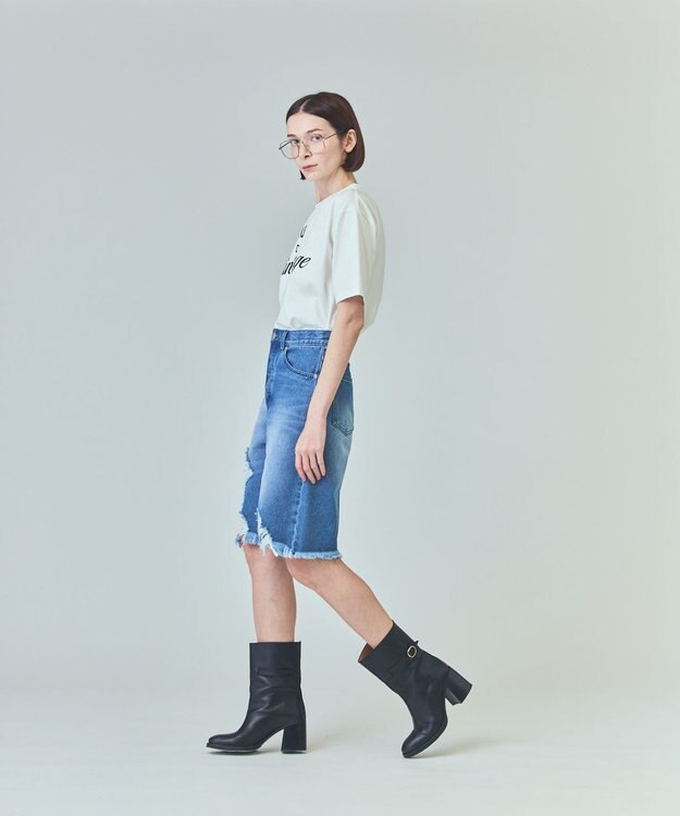 GRACE CONTINENTAL クラッシュハーフパンツ ブルー