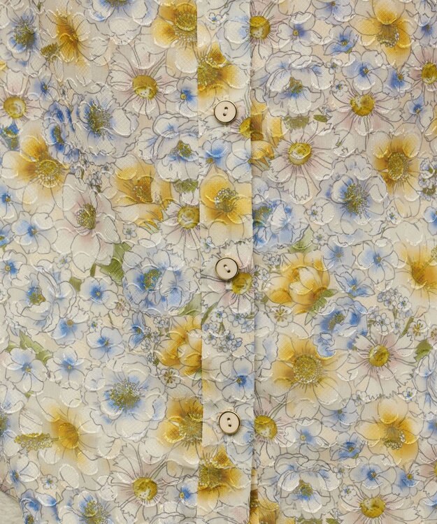 GRACE CONTINENTAL シアーフラワープリントジャガードブラウス イエロー