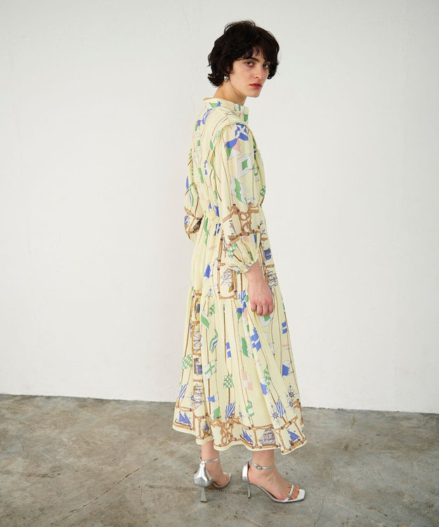 GRACE CONTINENTAL セーラープリントワンピース イエロー