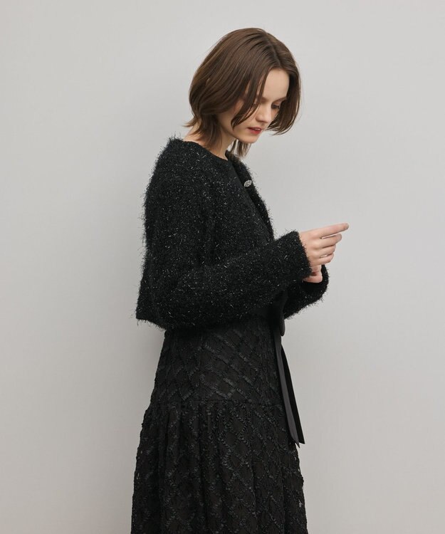 GRACE CONTINENTAL フェザーショートボレロ ブラック