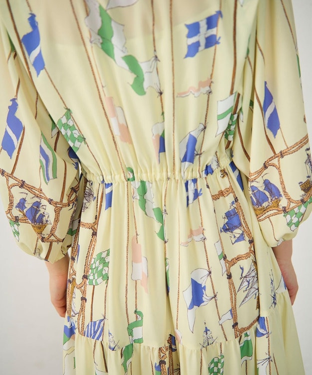 GRACE CONTINENTAL セーラープリントワンピース イエロー