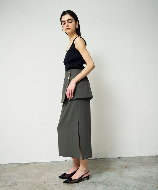 GRACE CONTINENTAL レイヤードペンシルスカート グレー