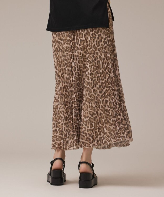 GRACE CONTINENTAL ヒョウ柄ロングプリーツスカート ベージュ