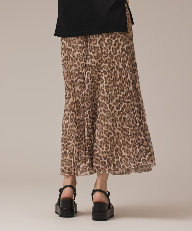 GRACE CONTINENTAL ヒョウ柄ロングプリーツスカート ベージュ