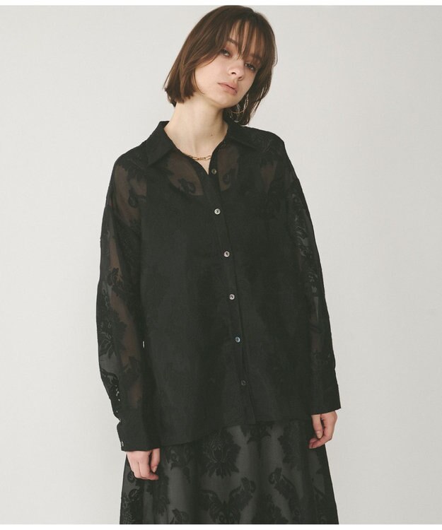 GRACE CONTINENTAL オーナメントオーバーシャツ ブラック