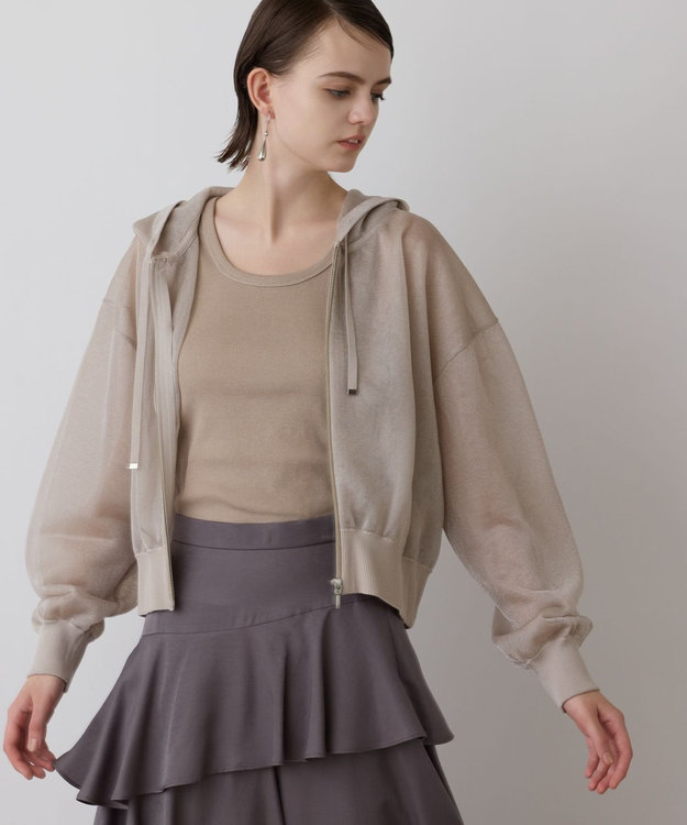 GRACE CONTINENTAL シアーニットパーカー ベージュ